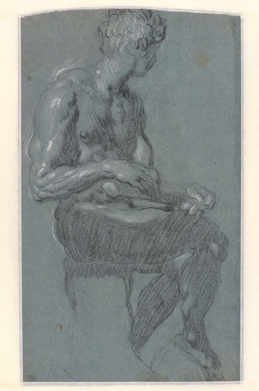 Seated Male Nude, Study after a Plaster Cast from a Modello for the Figure of Giuliano on Michelangelo's Sepulchral Monument of Giuliano de'Medici