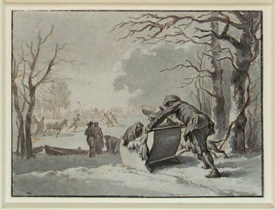 Landscape with Skaters and a Sled (Winter)