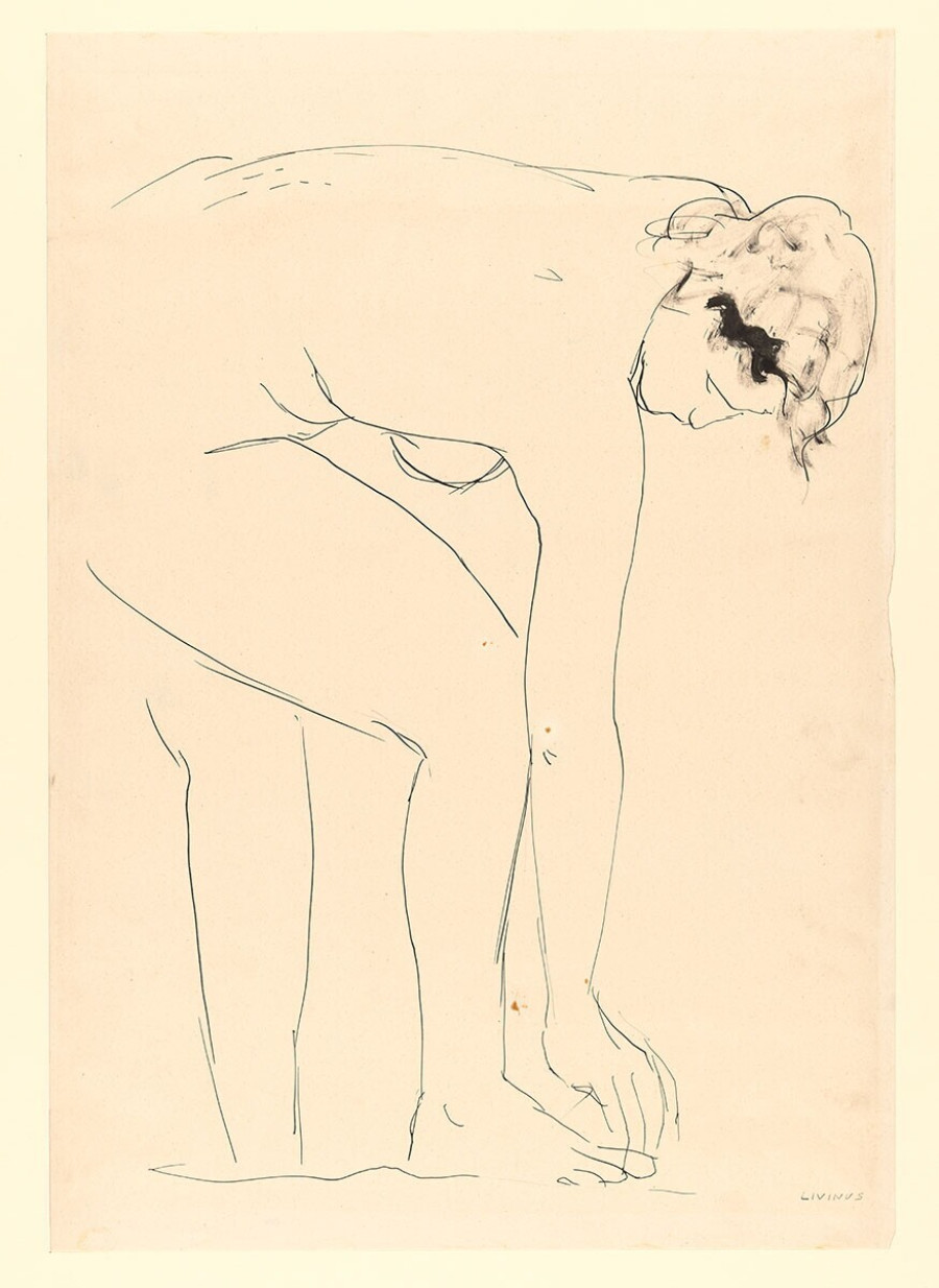 Female Nude, Standing and Bent to the Right